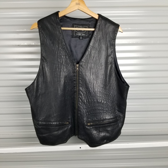 Mens Genuine Leather Vest black - Picture 3 of 5